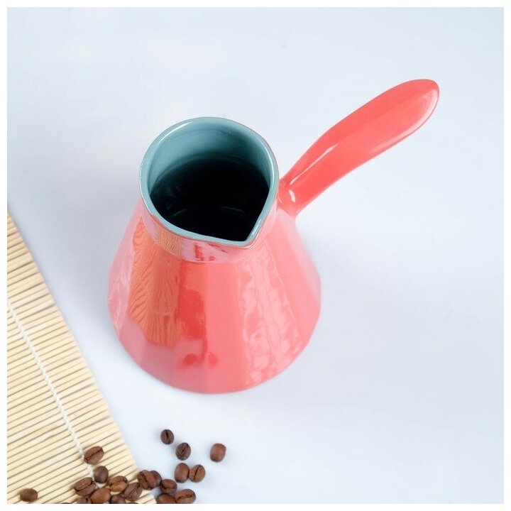 Турка для кофе из керамики "Ностальгия", джезва для приготовления кофе, объем 600 мл, микс - фотография № 2