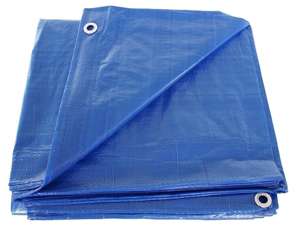 фото Тент укрывной 3х4 м, плотность 120 гр/м2, с люверсами (защитный, строительный, хозяйственный), синий