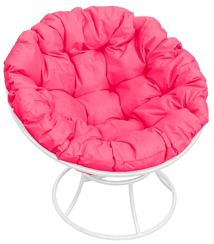 Кресло m-group папасан белое, розовая подушка - фотография № 2