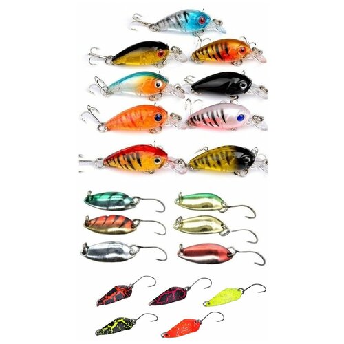 Форелевые блесны и воблеры. Набор 20 штук. Lucky Fish. KIT390