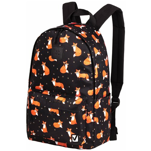 Купить Рюкзак / ранец / портфель школьный/для мальчика / девочки Brauberg Positive универсальный, потайной карман, Sly foxes, 42х28х14 см, оранжевый/черный, полиэстер, unisex