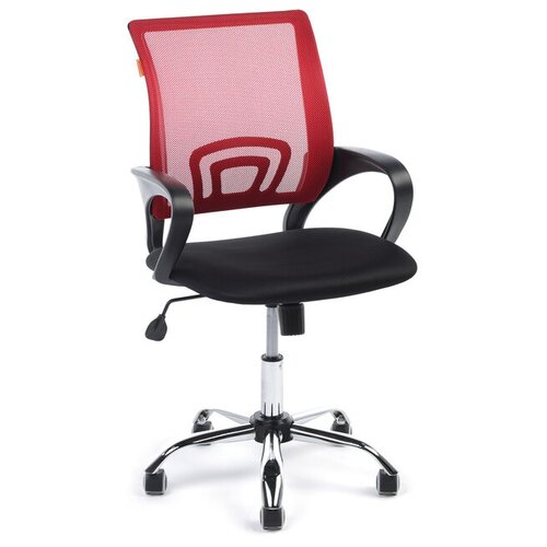 фото Офисное кресло chairman chairman 696 хром, обивка: текстиль, цвет: ткань tw-11 черная/сетка tw-69 красная