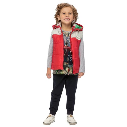 фото Жилет karamelli для мальчика серо-красный размер 110 карамелли