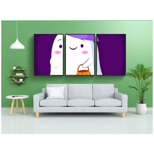 фото Набор модулных постеров для интерьера "хэллоуин, призрак, мультфильм" 60x90 см. в тубусе, без рамки lotsprints