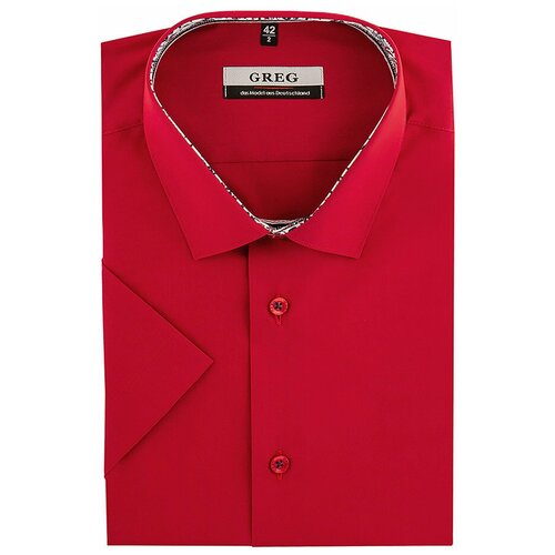 Рубашка мужская короткий рукав GREG 630/209/RED/Z/1p, Полуприталенный силуэт / Regular fit, цвет Красный, рост 174-184, размер ворота 40