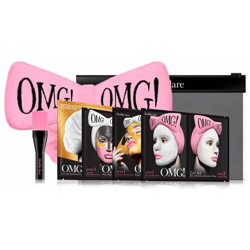 фото Набор: 4 маски для лица, кисть, лавандовая повязка для волос double dare omg! spa, сша