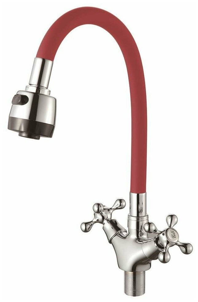 фото Смеситель для кухни-мойки-раковины D-lin D153810-4T с гибким силиконовым изливом, красный