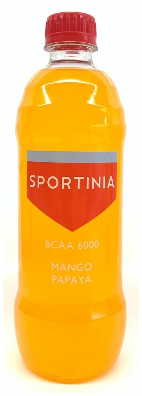 Спортивный напиток, обогащенный аминокислотами ВСАА, Sportinia BCAA 6000 со вкусом Манго-Папайя 12 бутылок по 0,5 л.