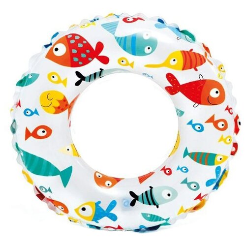 Круг для плавания Intex 59241 Lively Print Swim Ring 61 см (6-10 лет) рыбки