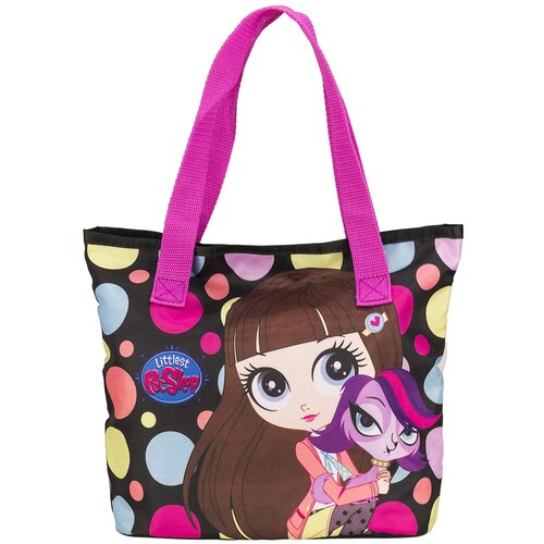 Сумка шоппер , черный, розовый сумочка детская littlest pet shop lpcb ut3 4022 одно отделение перекидной клапан на липе для девочек 21 5 х 22 х 7 5 см