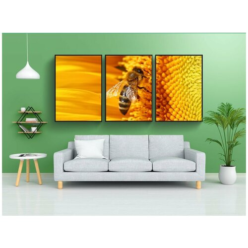фото Набор модулных постеров для интерьера "пчела, всегда, медовый" 60x90 см. в тубусе, без рамки lotsprints