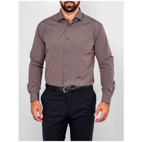 фото Рубашка мужская длинный рукав greg 251/139/1033/z, полуприталенный силуэт / regular fit, цвет синий, рост 174-184, размер ворота 39