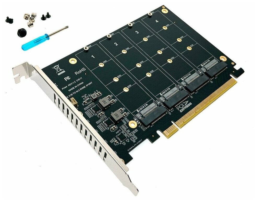 Контроллер Espada PCI-E - 4x M.2 NVMe PCIe4NVME