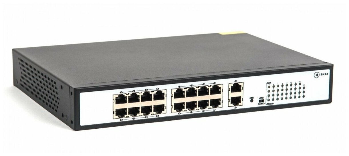 Специализированный неуправляемый PoE Plus коммутатор Бастион SKAT PoE-16E-2G