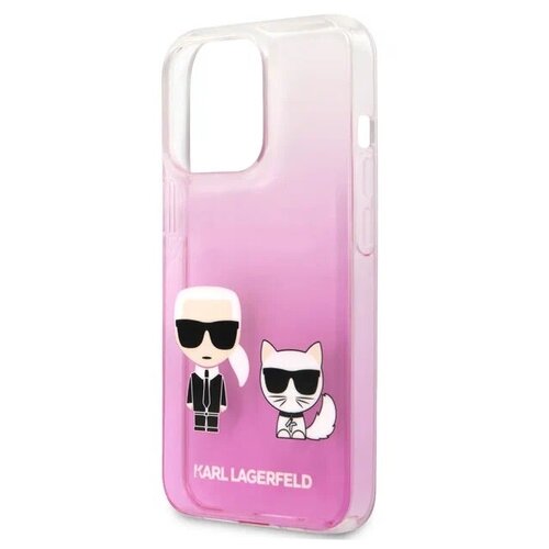 фото Lagerfeld для iphone 13 pro max чехол pc/tpu karl & choupette hard gradient pink karl lagerfeld