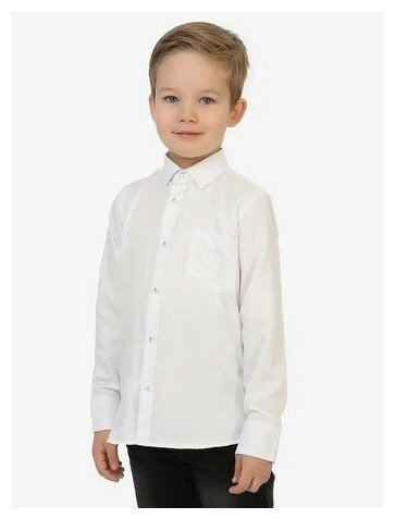 Школьная рубашка YANTARO, на кнопках, длинный рукав, размер 134, белый