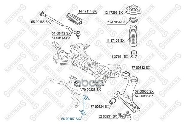 STELLOX 56-00407-SX (548102E100 / 54830-2S00QQK / 548301S000) тяга стабилизатора переднего л.+п.\ Sportage (Спортедж)