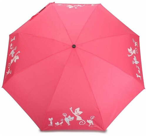Зонт Dolphin, механика, 3 сложения, купол 87 см, 9 спиц, чехол в комплекте, для женщин, розовый