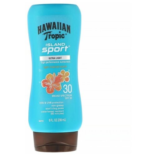 Hawaiian Tropic, Высокоэффективное солнцезащитное средство Island Sport с SPF 30, легкий тропический аромат, 236 мл