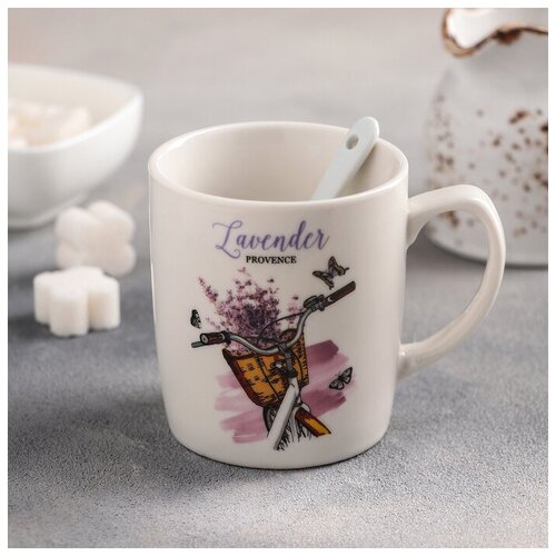 фото Кружка «прованс», 240 мл, с керамической ложкой, рисунок микс mikimarket