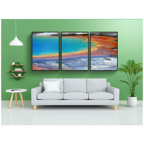 фото Набор модулных постеров для интерьера "гранд призматических весна, йеллоустон, тепловая функция" 60x90 см. в тубусе, без рамки lotsprints