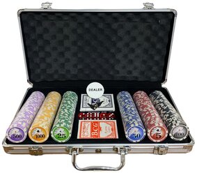 Покерный набор, Набор для игры в покер Royal Flash матовый, 300 фишек с сукном в подарок
