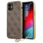 Чехол Guess 4G Charms Hard для iPhone 12 mini, коричневый - изображение