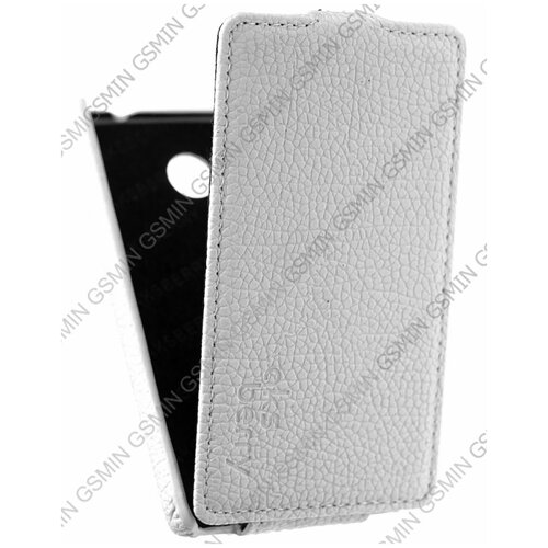 Кожаный чехол для Nokia X Dual Sim Aksberry Protective Flip Case (Белый)