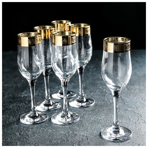 Набор бокалов для шампанского Версаче Голд», 200 мл, 6 шт