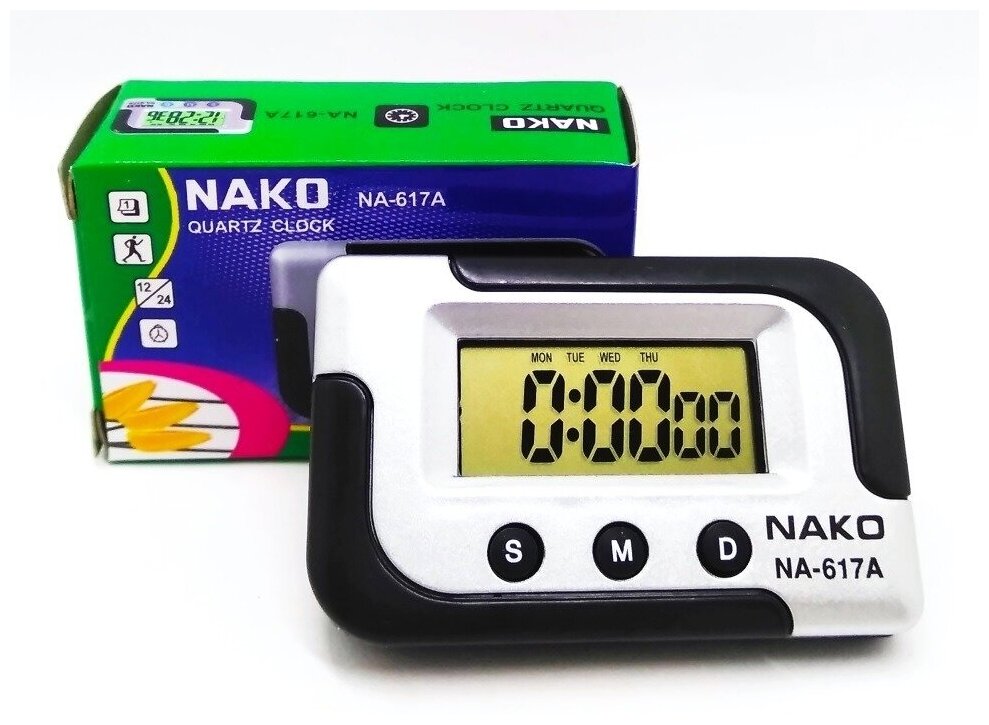 Автомобильные часы Nako NA-617A, черные авточасы с будильником электронные