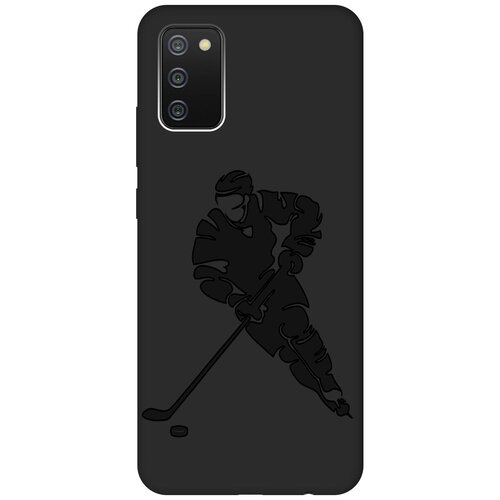 Матовый чехол Hockey для Samsung Galaxy A02s / Самсунг А02 эс с эффектом блика черный матовый soft touch силиконовый чехол на samsung galaxy a02s самсунг а02 эс с 3d принтом avo sport черный матовый