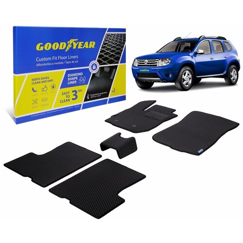 Ковры салона Goodyear Renault Duster I 2010-2020 г.в. 5 шт. Черн/Черн окант.