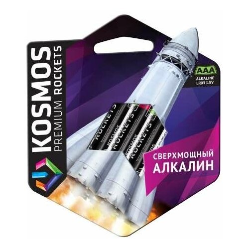 Элемент питания алкалиновый LR03 KOSMOS premium ROCKETS (блист. 4шт) Космос KOSLR03ROCKETS4BL ( 5 упак.)