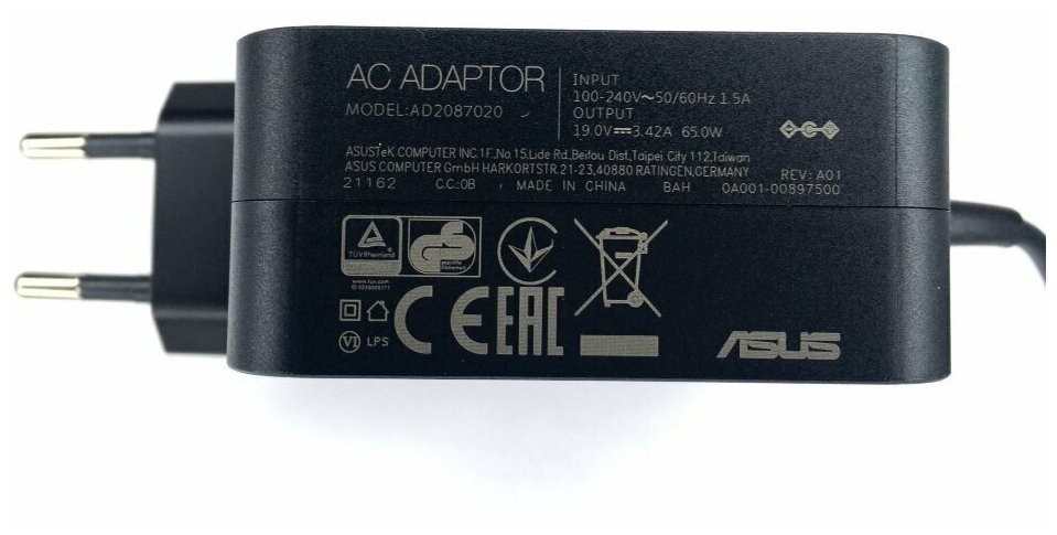 Зарядное устройство 65W / Оригинальный блок питания для ноутбука Asus X509FJ / 19V-3,42A (4.0мм-1.35мм)