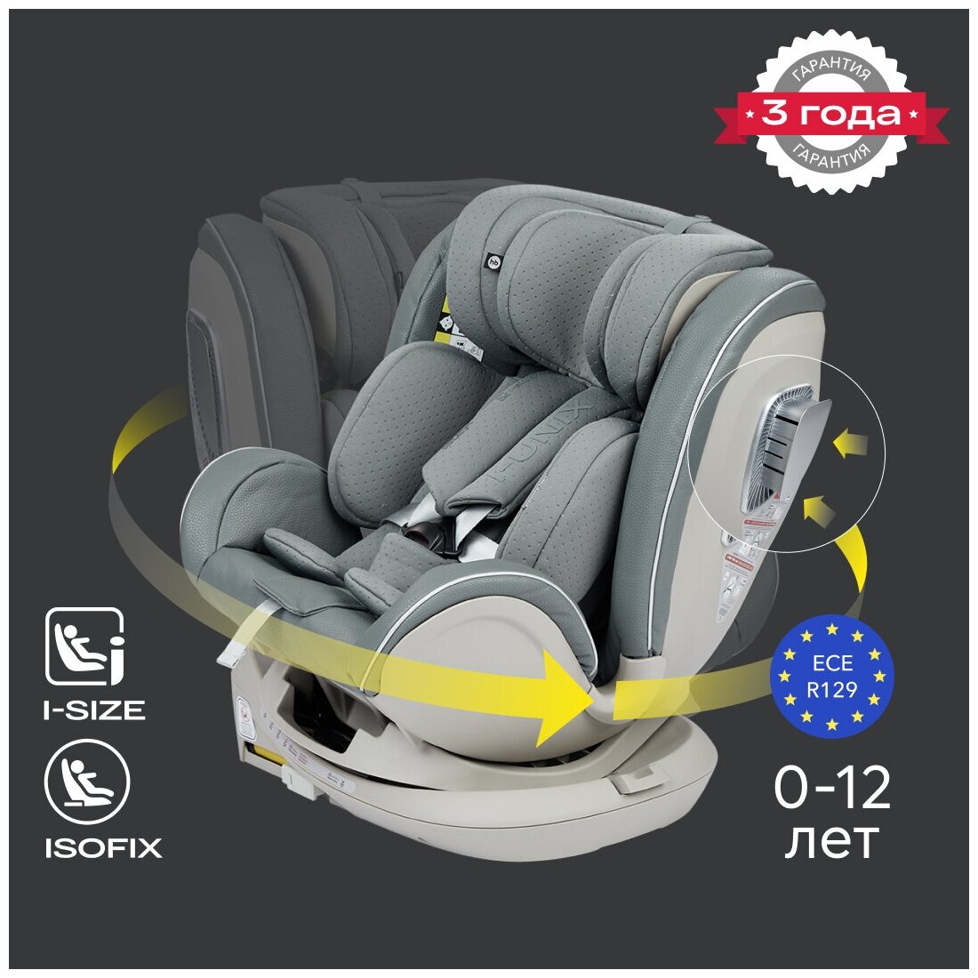 " Happy Baby  I-Unix,  isofix,   360,  0-12 , 40-135 ,  0+/1/2/3 (0-36 ), -"