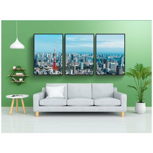 фото Набор модулных постеров для интерьера "токийская башня, токио, япония" 60x90 см. в тубусе, без рамки lotsprints