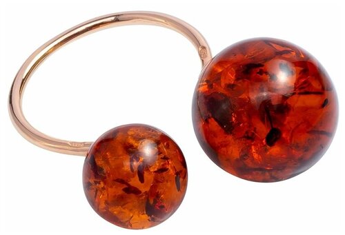 Кольцо Amberprofi, серебро, 925 проба, золочение, янтарь, безразмерное