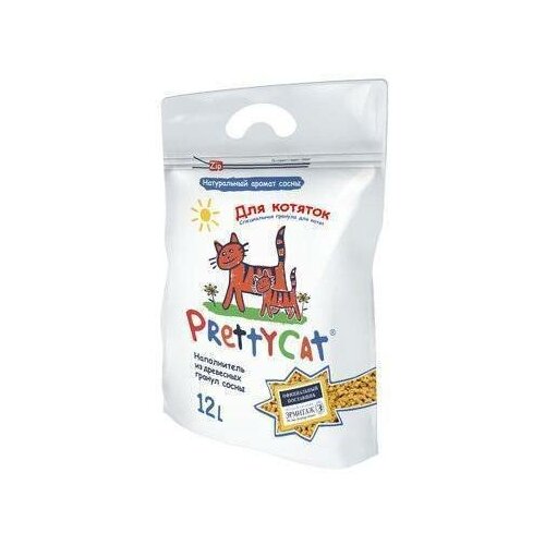 PrettyCat наполнитель древесный для котят Wood Granules 12 л (2 шт) наполнитель древесный для кошачьих туалетов prettycat wood granules 2 кг 6 л