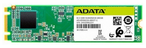 SSD M.2 ADATA 480 ГБ SU650 (SATA3, до 550/510 Мбит/с, 3D TLC, 22x80 мм)