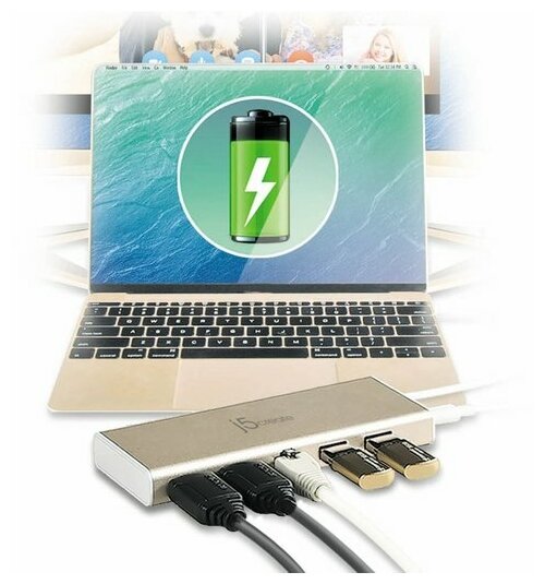 j5create USB Type-C Dual HDMI Mini Dock-Ethernet USB31 HUB PD20