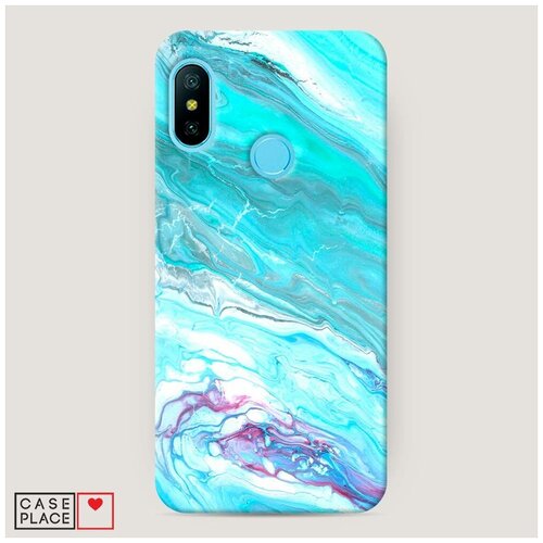 фото Чехол пластиковый xiaomi mi a2 lite бирюзовый мрамор case place