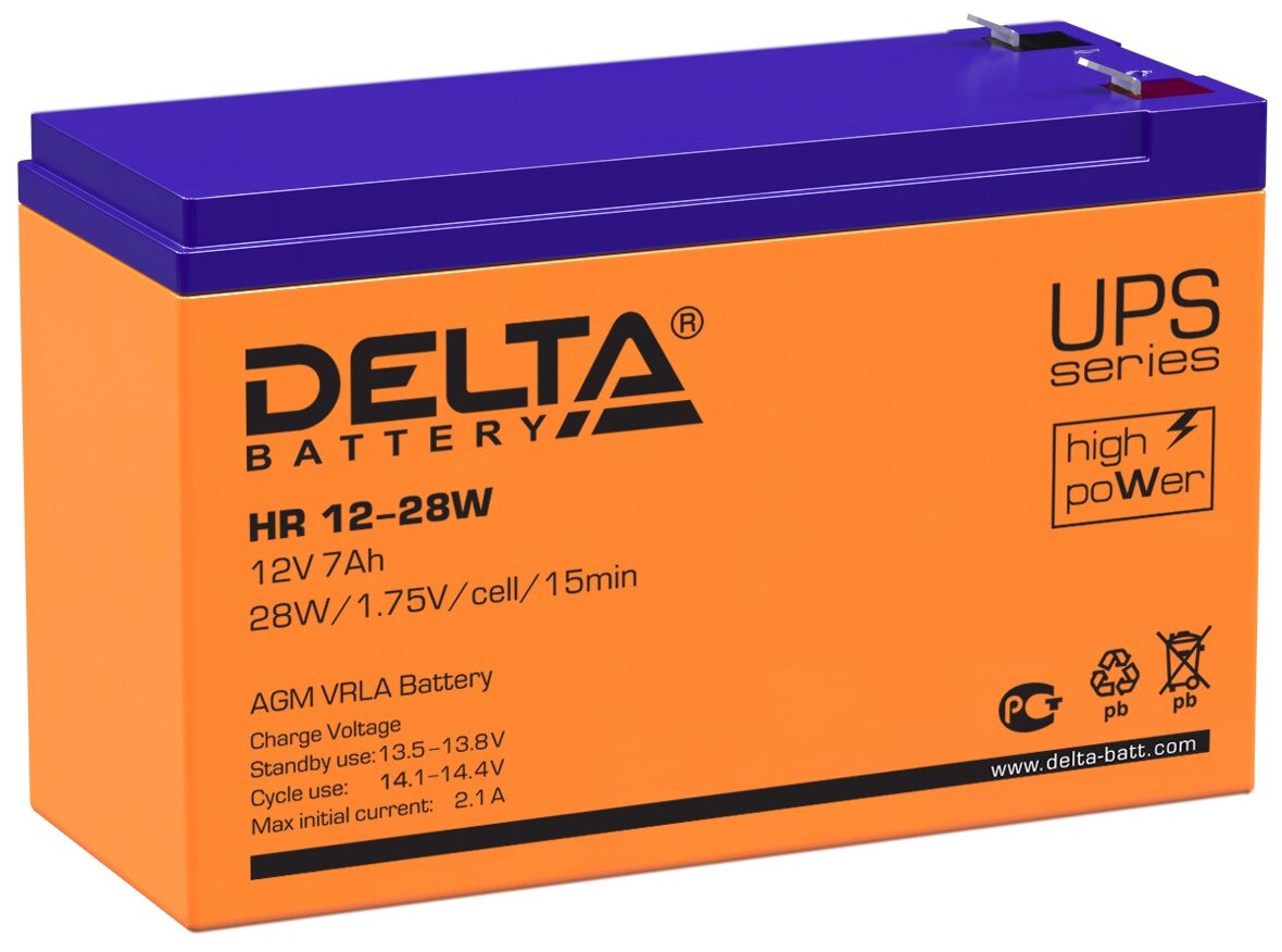 Аккумуляторная батарея DELTA Battery HR 12-28 W 12В 7 А·ч