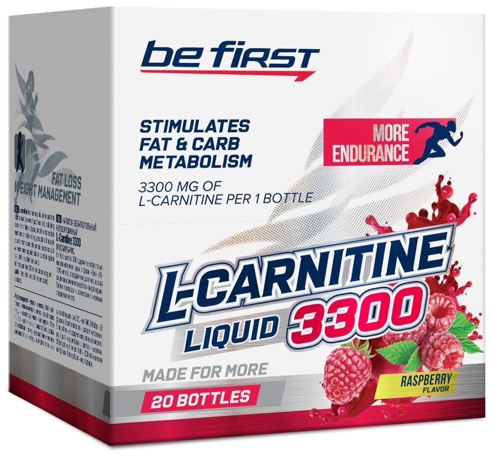 L-Карнитин жидкий Be First L-Carnitine Liquid 3300 mg 20 х 25 мл, Малина