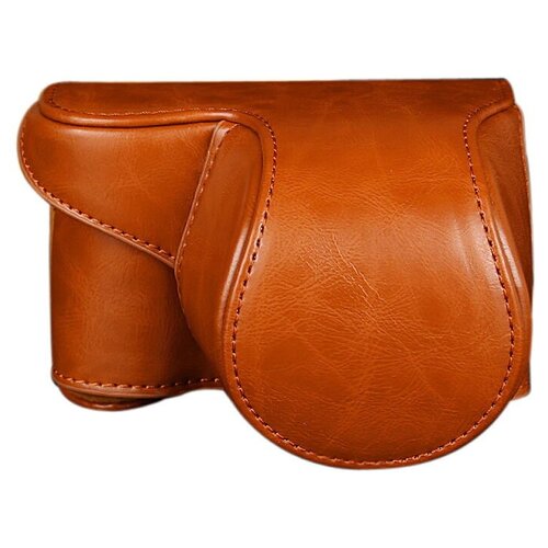 фото Защитный чехол-футляр mypads tc-1723 для фотоаппарата canon eos m100/ m10/ m2/ m противоударный усиленный легкий из качественной кожи коричневая