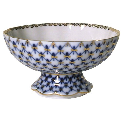 Императорский фарфоровый завод Ваза для конфет Тюльпан, 13.4 см, 0.325 л, 1 шт., кобальтовая сетка