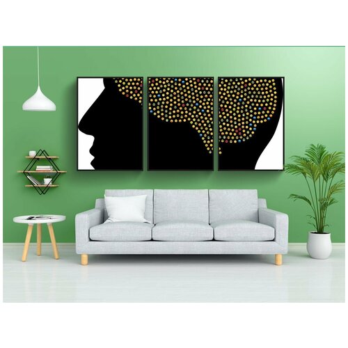 фото Набор модулных постеров для интерьера "головной мозг, смайлики, психология" 60x90 см. в тубусе, без рамки lotsprints