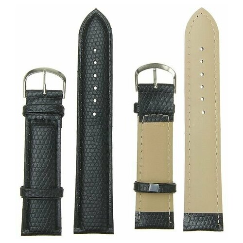 фото Ооо все товары 1 ремешок для часов, ширина 20 мм, длина 20 см, экокожа, фактура жатка, черный,