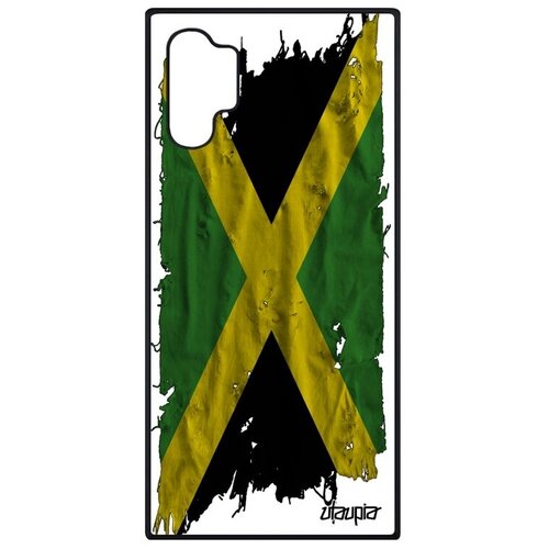 фото Противоударный чехол на мобильный // samsung galaxy note 10 plus // "флаг ямайки на ткани" дизайн стиль, utaupia, белый
