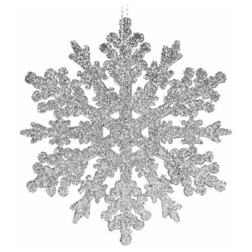 фото Набор снежинок нежные искорки, пластик, серебряный, 10 см (4 шт.), koopman international