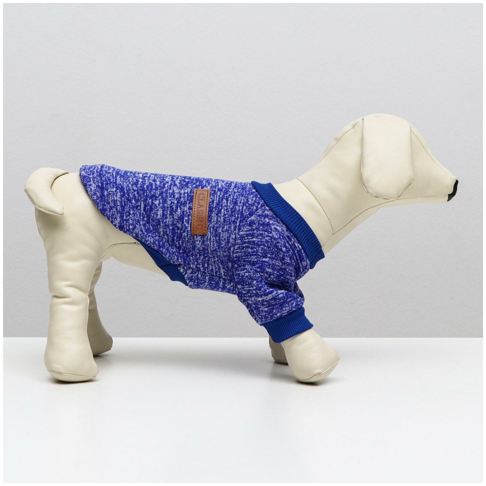 Свитер для собак КНР меланжевый, размер XL, спинка 34, шея 32, грудь 50 см, синий (GG-1) - фотография № 2